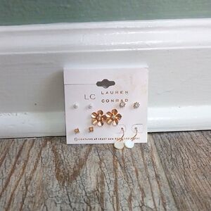 LC Lauren Conrad Gold and White Earring Set
